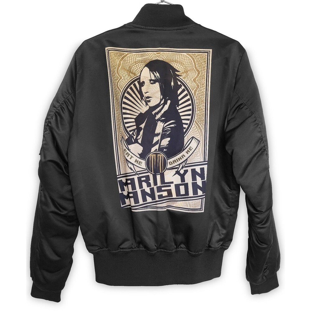 Marilyn Manson Elevenparis Black Flight MA-1 Bomber Jacket Size S Y2K Oversized